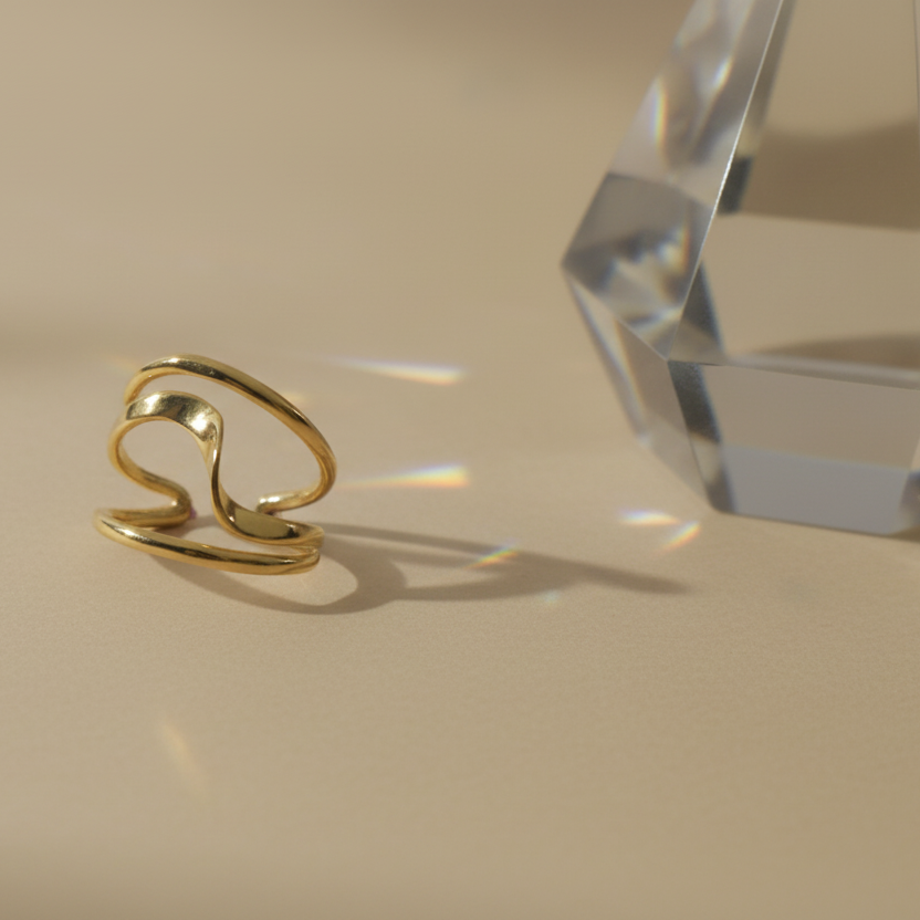 Chunky Abstract Gold Plated Ring by SVORA