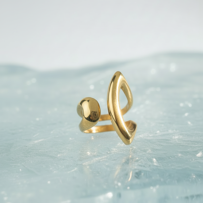 Chunky Front Open Thick Gold Plated Ring by SVORA