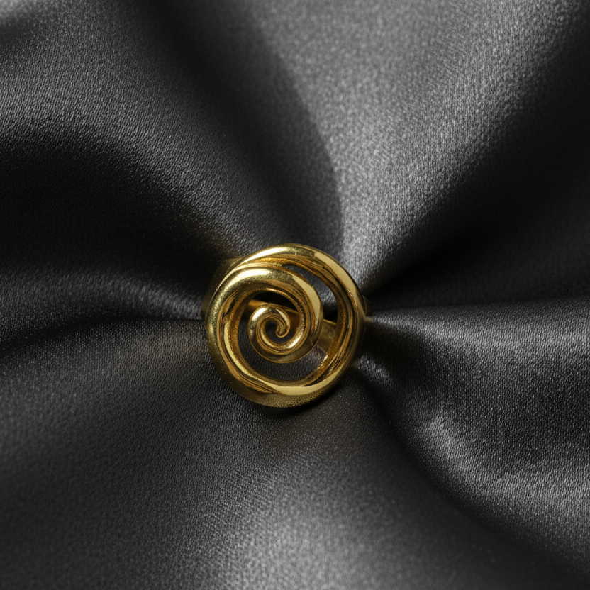 Chunky Rose Shaped Gold Plated Rings top view by SVORA