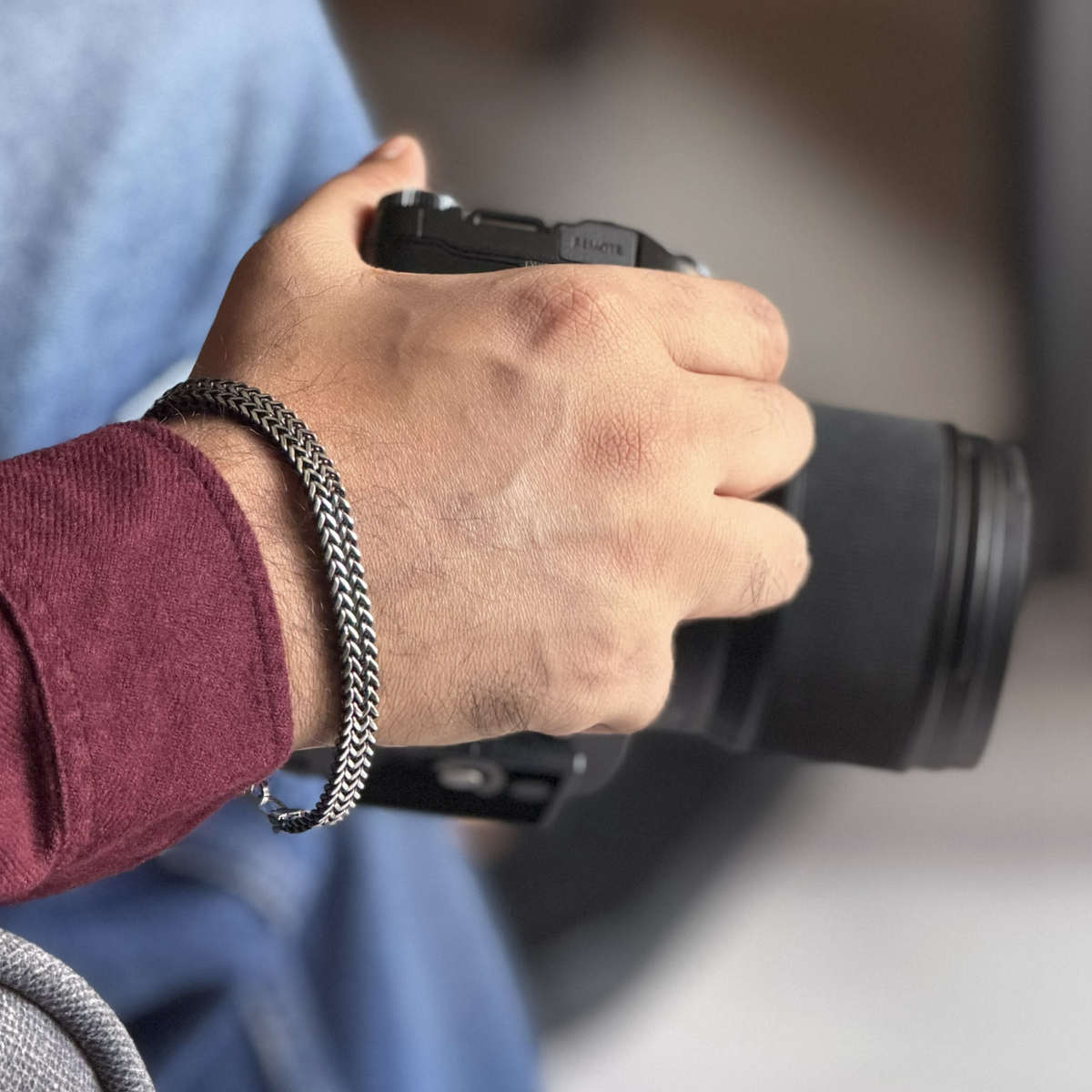 Polished Leaf-Link Men's Bracelet