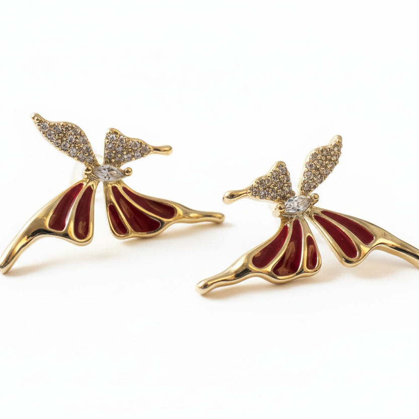 Red Butterfly Stud Earrings by SVORA