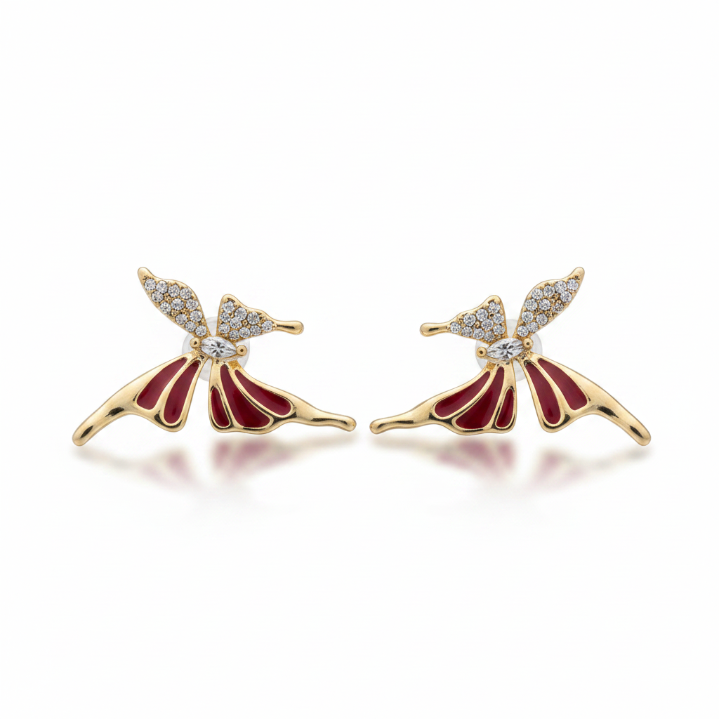 Red Butterfly Stud Earrings