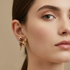 Red Butterfly Stud Earrings worn look by SVORA