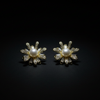Flower Bloom Pearl Stud Earrings by SVORA