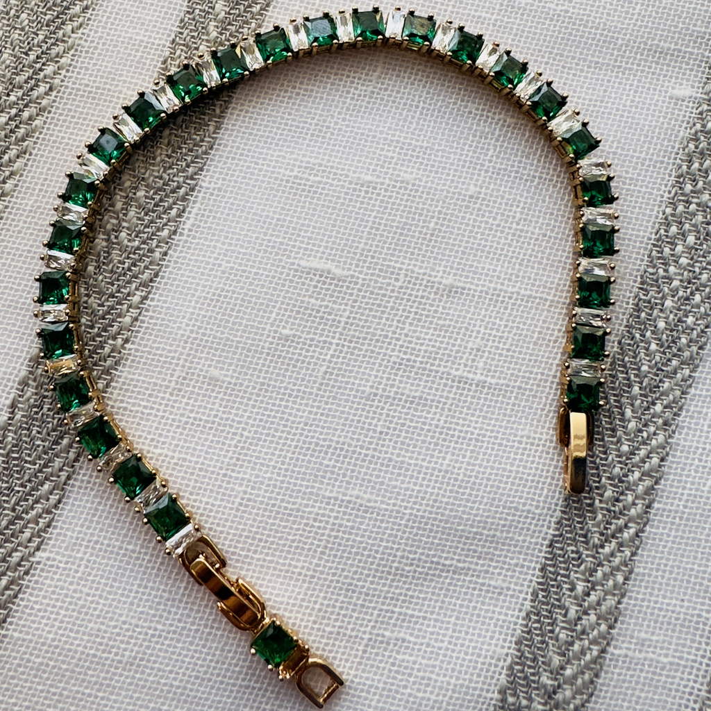 Emerald Tennis Adjustable Bracelet by SVORA