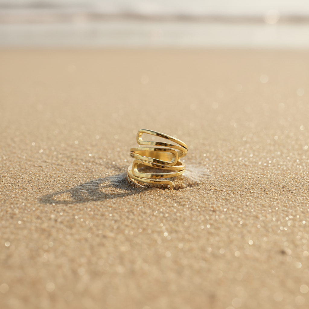 Chunky Triple Layer Gold Plated Ring by SVORA