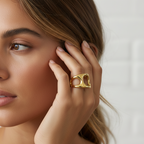 Chunky Hollow Gold Plated Ring model view by SVORA