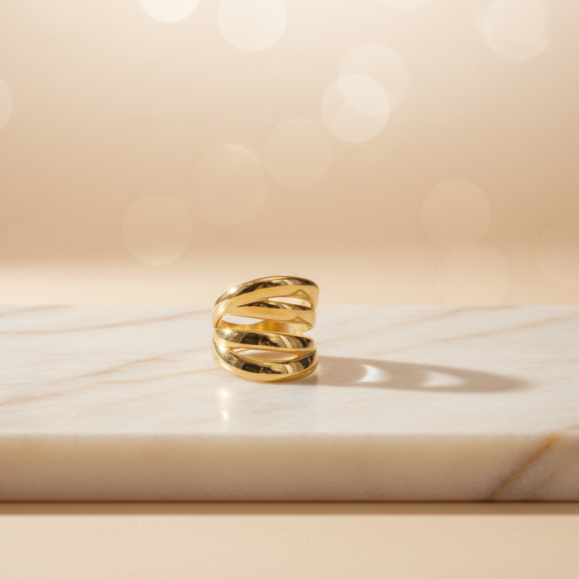 Chunky 4 Layers Gold Plated Ring by SVORA