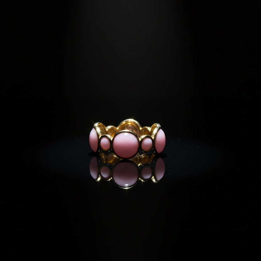 Celeste Pink Enamel Bubble Adjustable Ring by SVORA