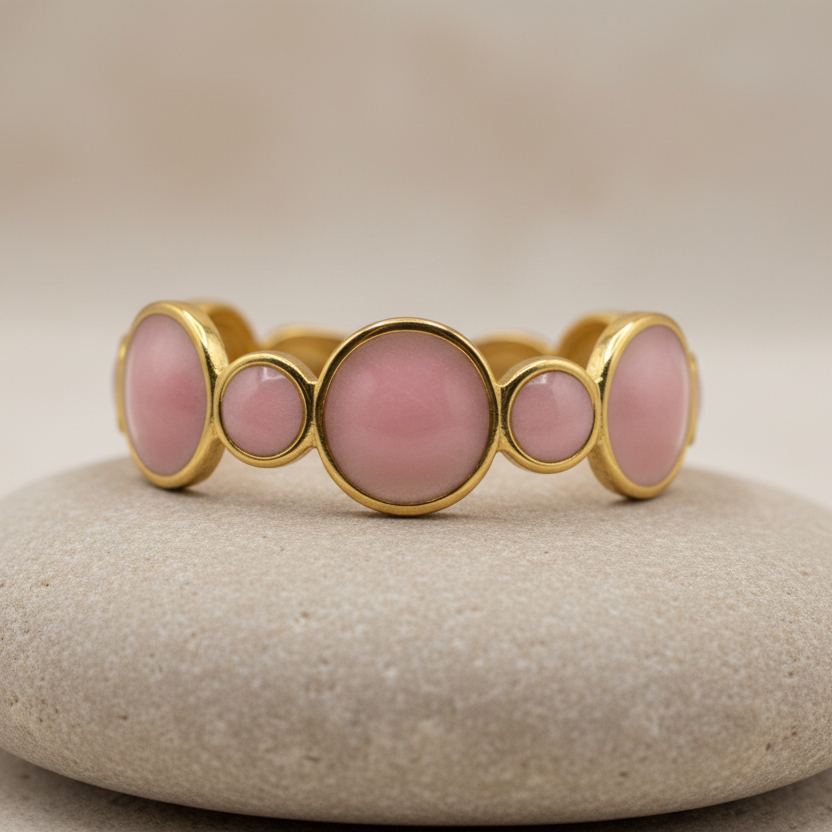 Celeste Pink Enamel Bubble Adjustable Ring detail shot by SVORA
