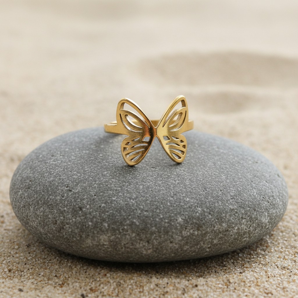 Aurelia Butterfly Gold Plated Ring detail shot by SVORA