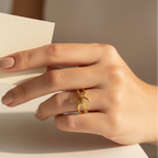 Aurelia Mask Gold Plated Ring worn look by SVORA