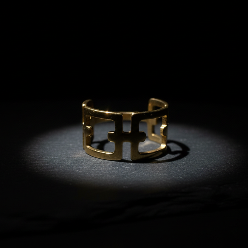 Aurelia Geometric Gold Plated Ring by SVORA