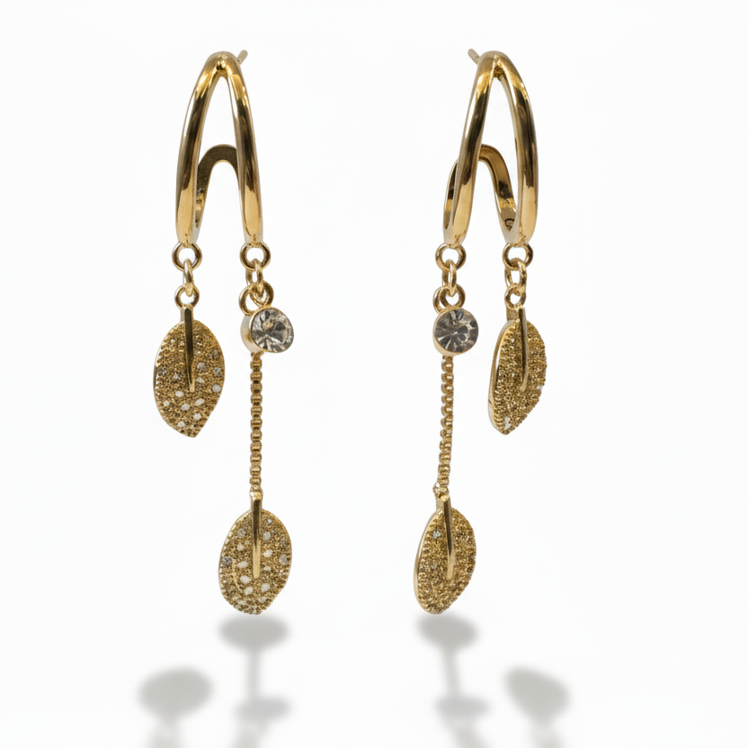 Leafy Solitaire Dangler Earrings by SVORA