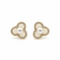 Pearl and Flower Stud Earrings