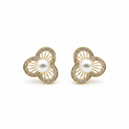 Pearl and Flower Stud Earrings