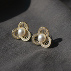 Pearl and Flower Stud Earrings by SVORA