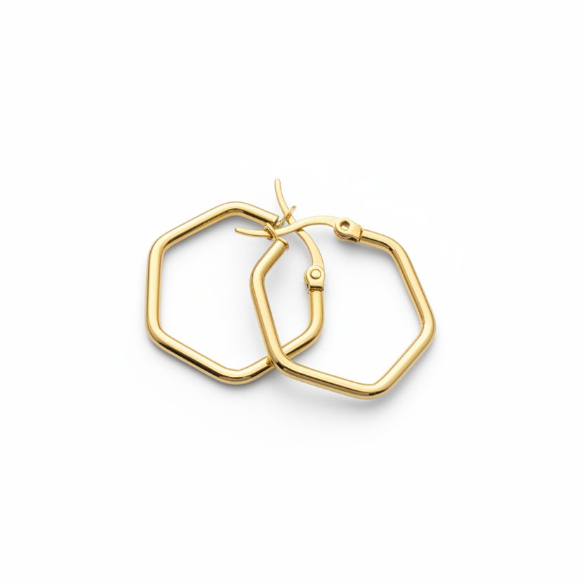 Minimal Pentagon Hoop Earrings by SVORA