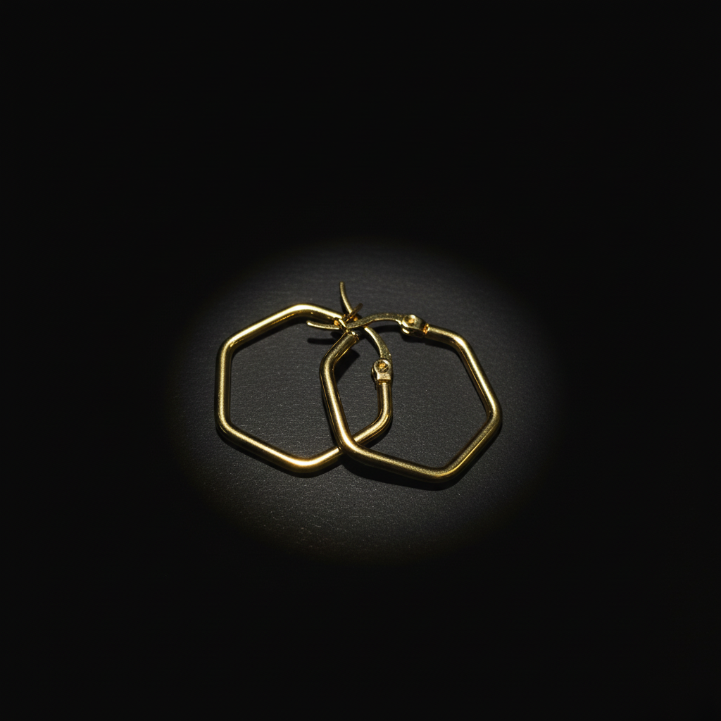 Minimal Pentagon Hoop Earrings by SVORA