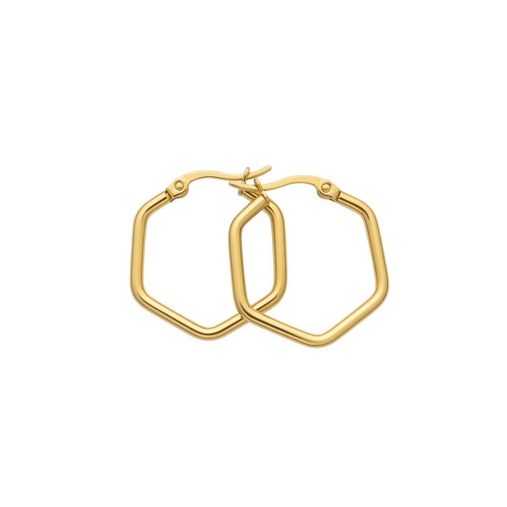 Minimal Hexagon Hoop Earrings