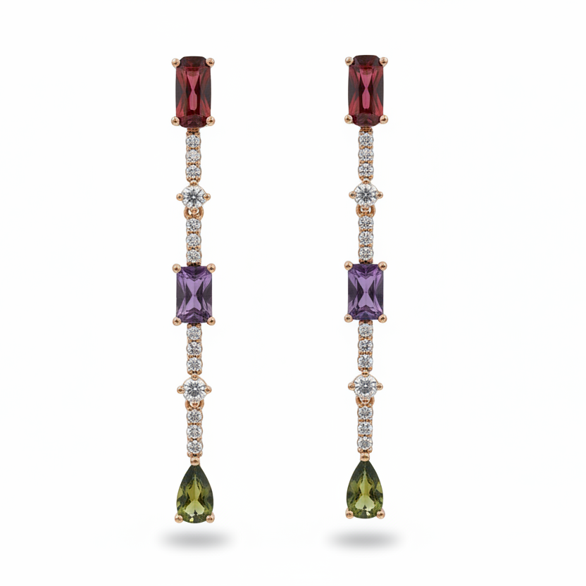 Multicolor stones Dangler Earrings by SVORA