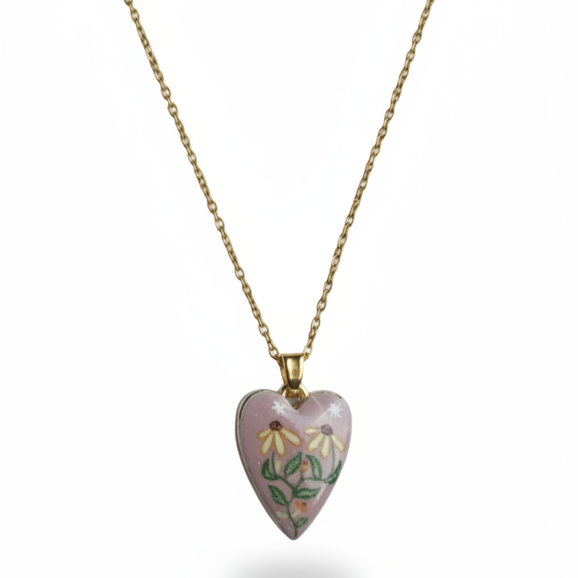 Pink Floral Heart Necklace by SVORA