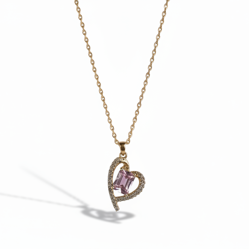 Heart Captured Rose Sapphire Necklace by SVORA