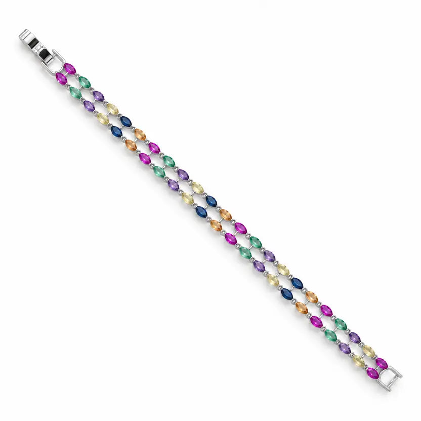 Multicolour Double Leaf Tennis Bracelet