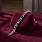 Multicolour Double Leaf Tennis Bracelet