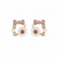 Rose Pearl Bow Stud Earrings