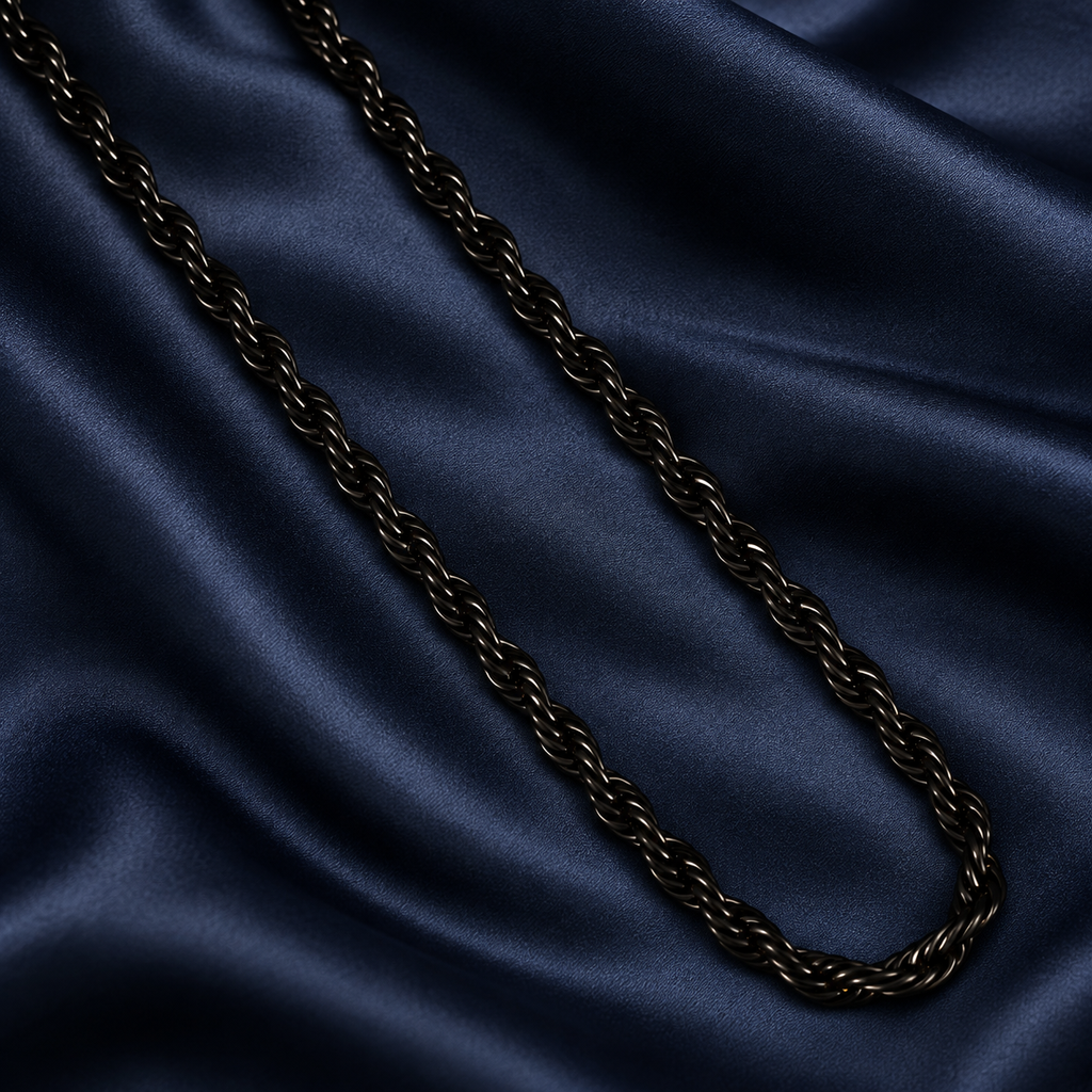 Black Bold Rope Men's Chain | 22 Inch