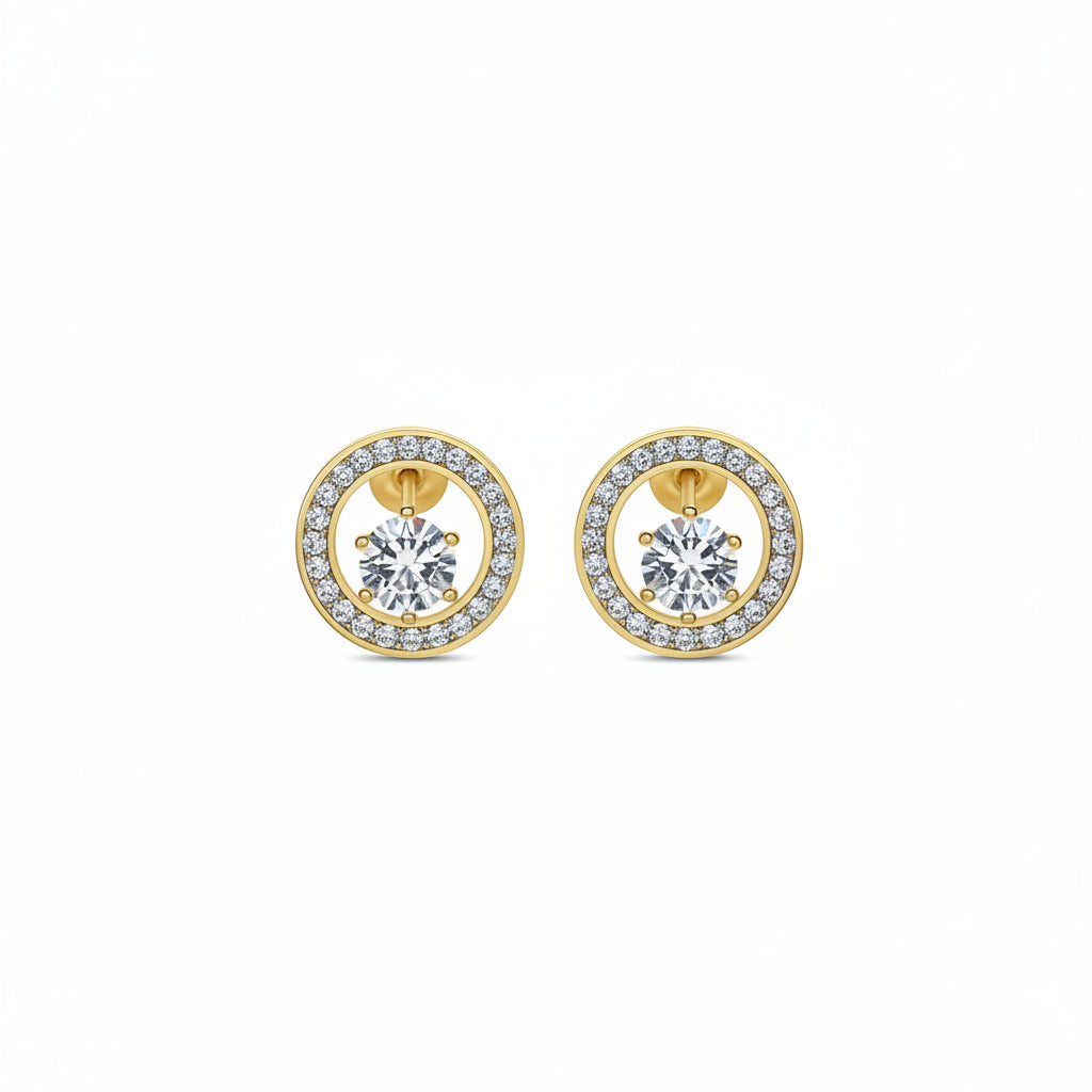 Halo Solitaire Stud Earrings