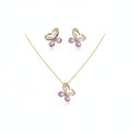 Rose Butterfly Necklace Earrings Set