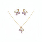 Rose Butterfly Necklace Earrings Set