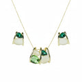 Cage Emerald Cluster Necklace Earrings Set