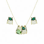 Cage Emerald Cluster Necklace Earrings Set