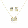 Cage White Cluster Necklace Earrings Set