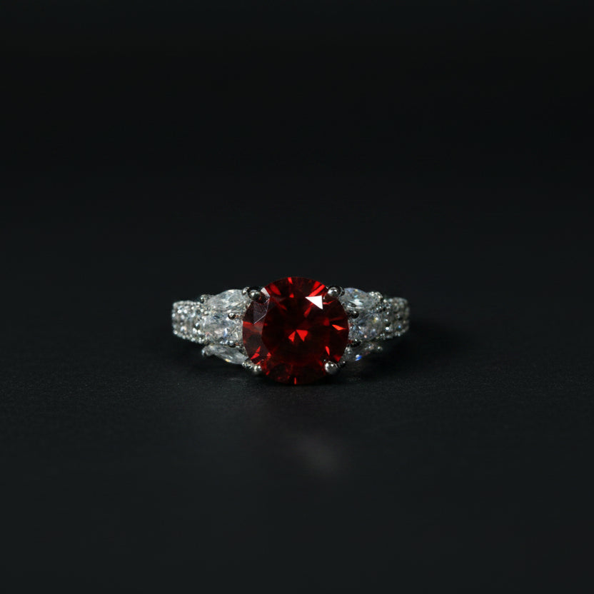 Ethereal Crimson Cocktail Ring