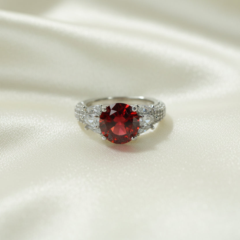 Ethereal Crimson Cocktail Ring