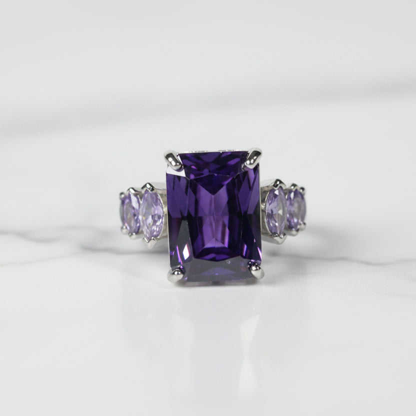 Ethereal Amethyst Trilogy Ring