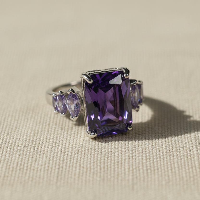 Ethereal Amethyst Trilogy Ring