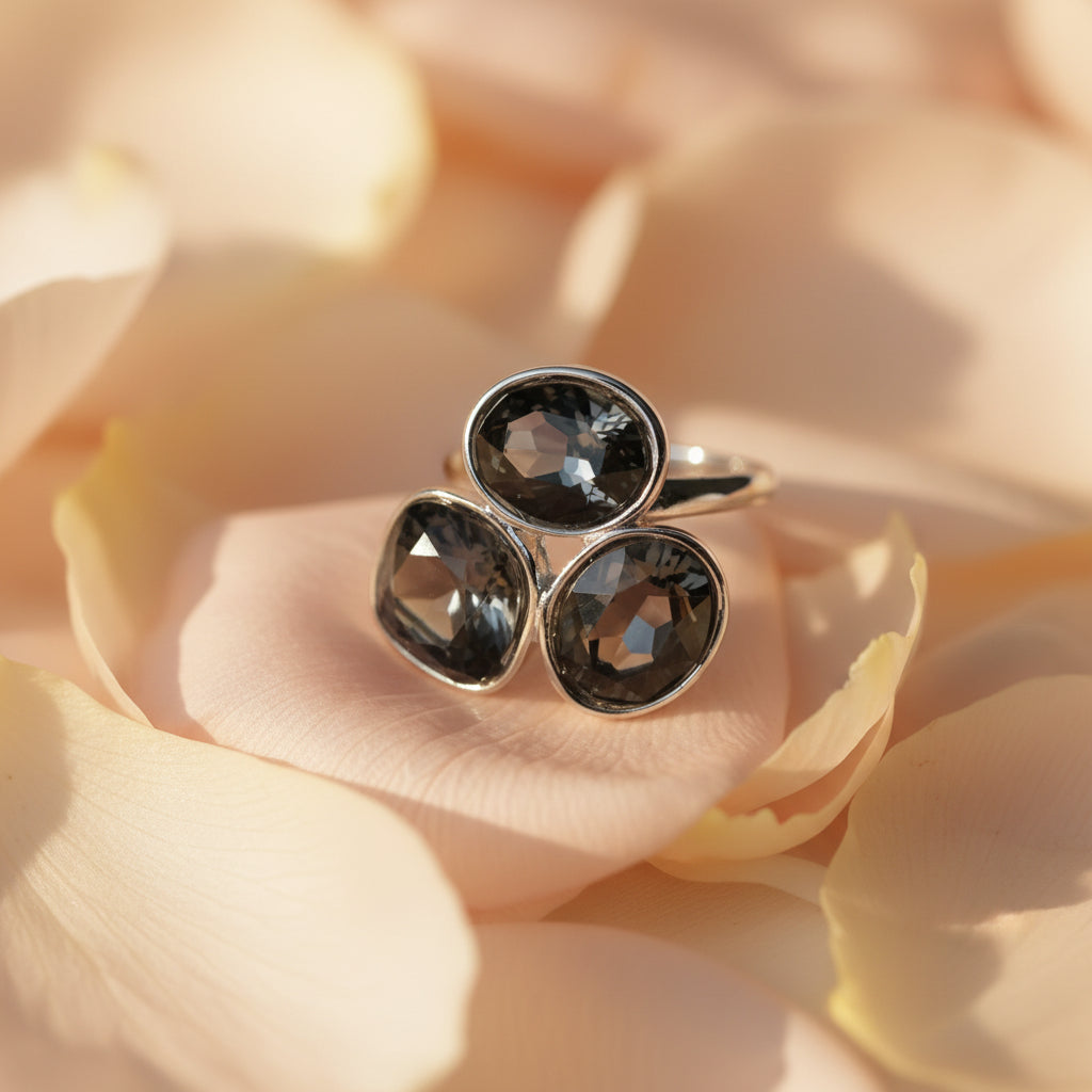 Ethereal Smoky Quartz Cluster Ring