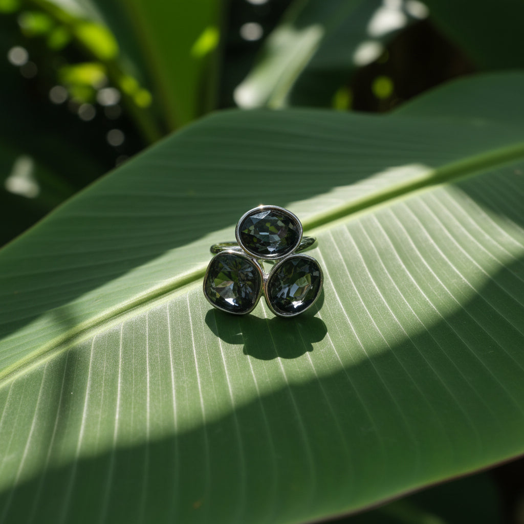 Ethereal Smoky Quartz Cluster Ring