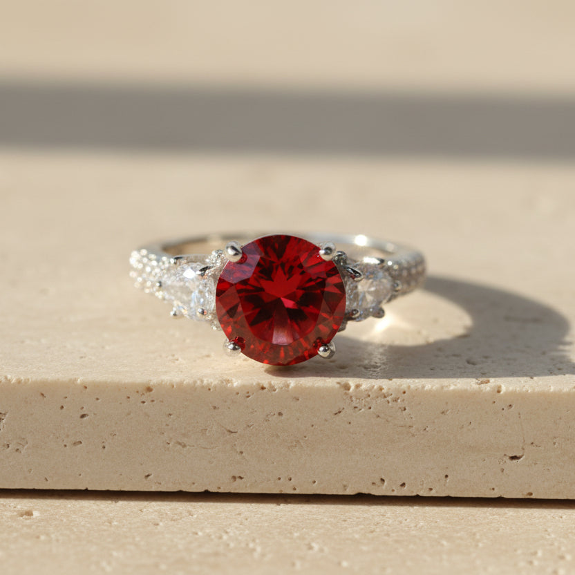 Ethereal Crimson Cocktail Ring