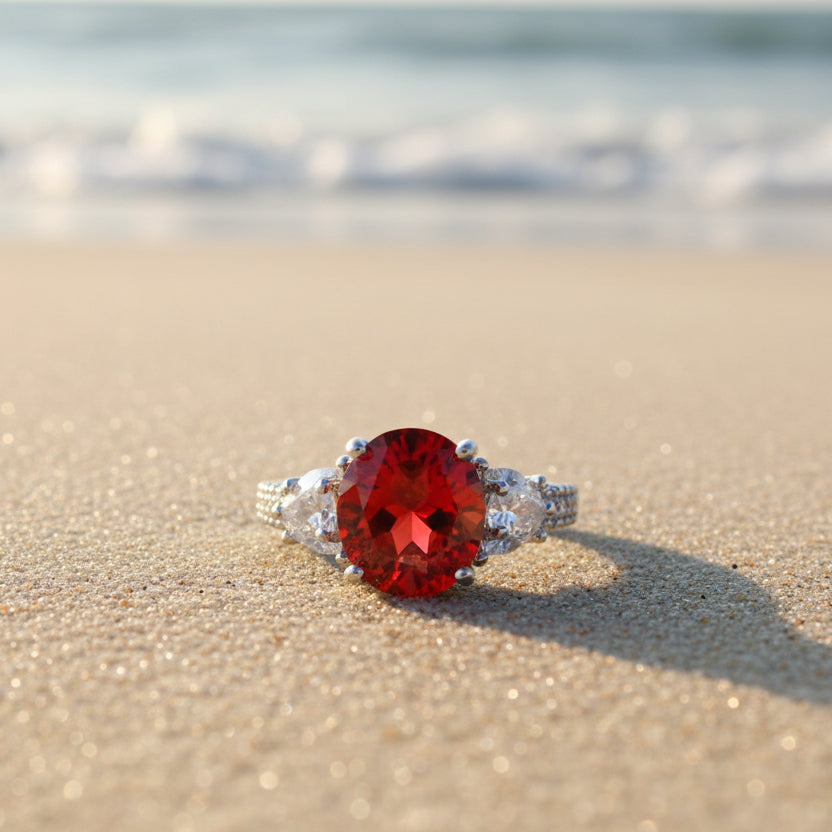 Ethereal Crimson Cocktail Ring