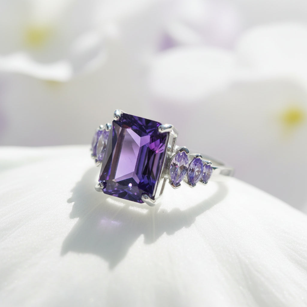 Ethereal Amethyst Trilogy Ring