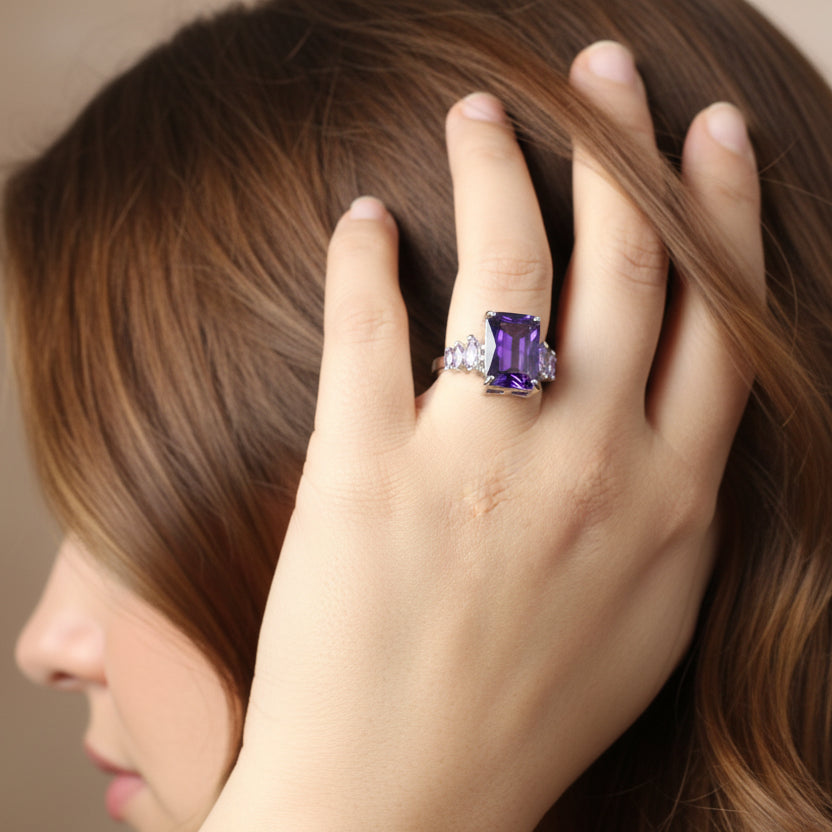 Ethereal Amethyst Trilogy Ring