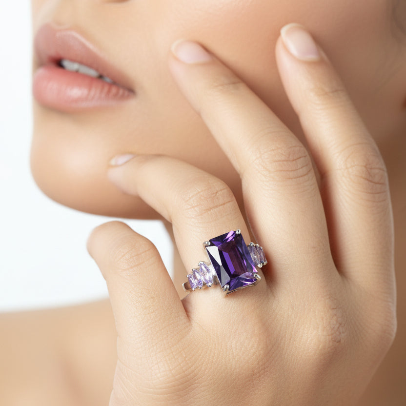 Ethereal Amethyst Trilogy Ring
