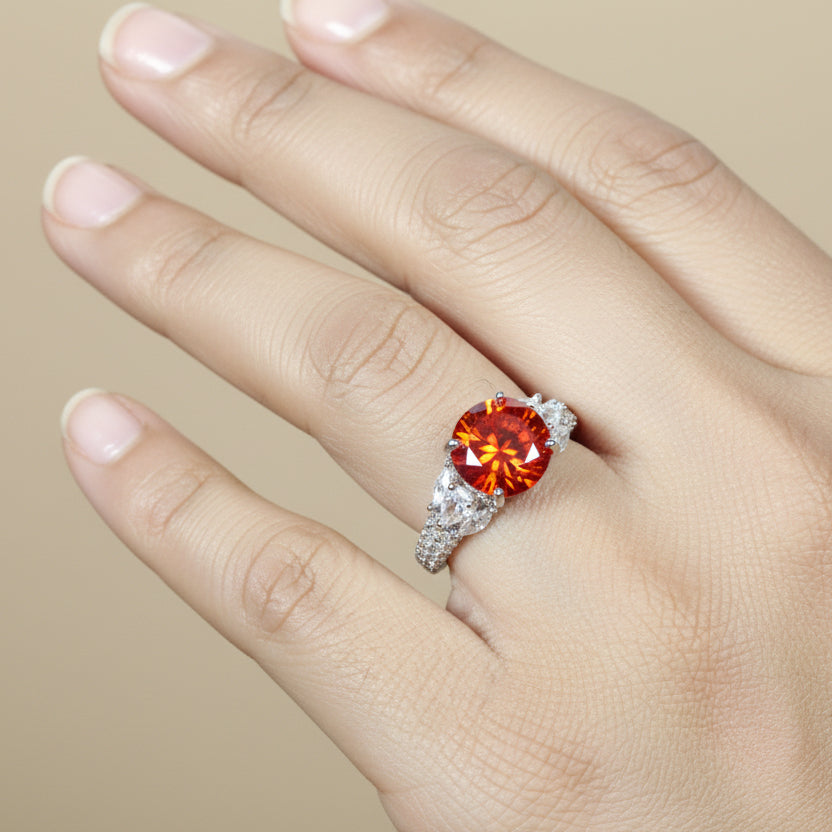 Ethereal Crimson Cocktail Ring