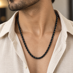 Black Bold Rope Men's Chain | 22 Inch